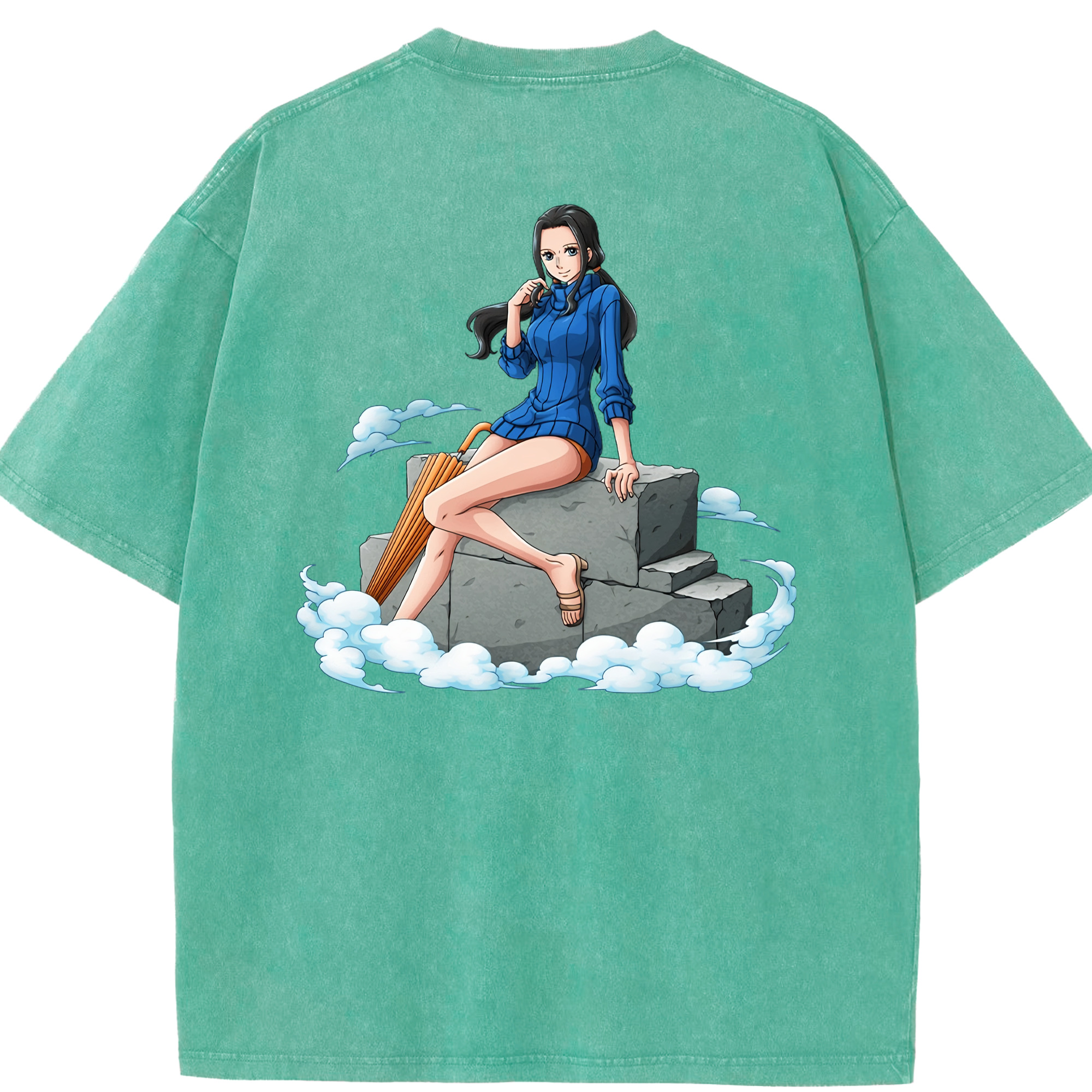 ワンピース ニコ・ロビン ONE PIECE Nico Robin 綿100% ヴィンテージ風 半袖Tシャツ（背面プリント）